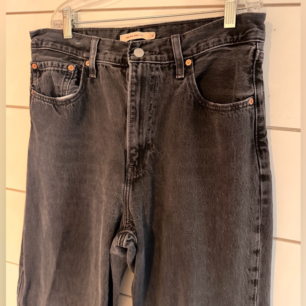 Levi's Ribcage Wide Leg Dark Gray Jeans